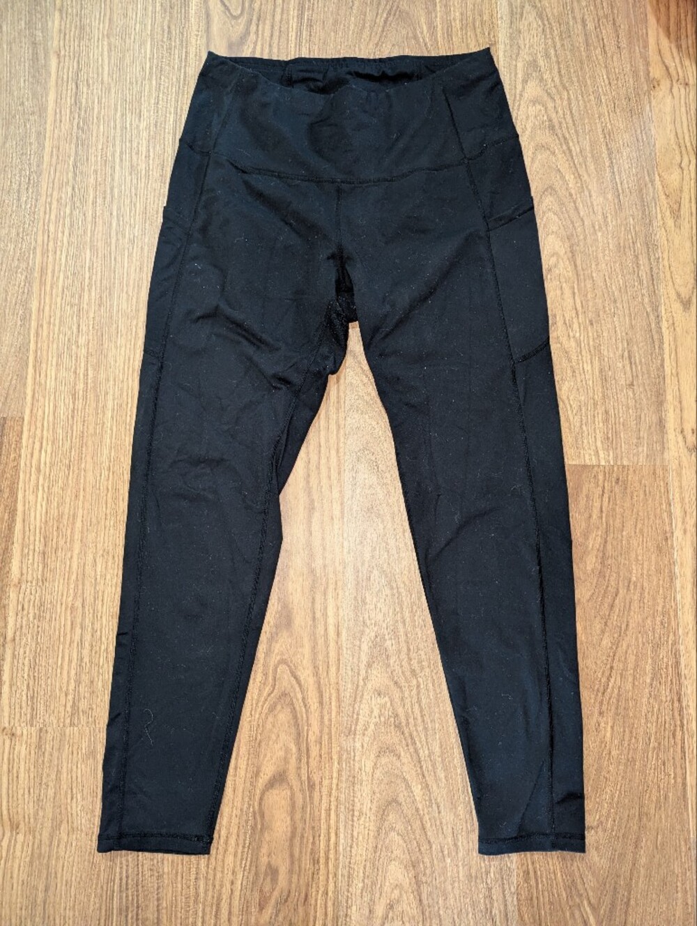 XL Women's Black Active Leggings With Pockets Tummy Control X Large